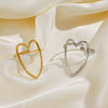 Wholesale Ladies Stainless Steel Heart Shape Open Adjustable Love Ring With Electroplating Retro And Popular Style