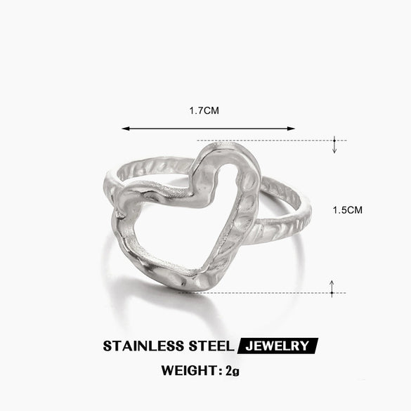 Wholesale Ladies Stainless Steel Heart Shaped Electroplated Love Ring