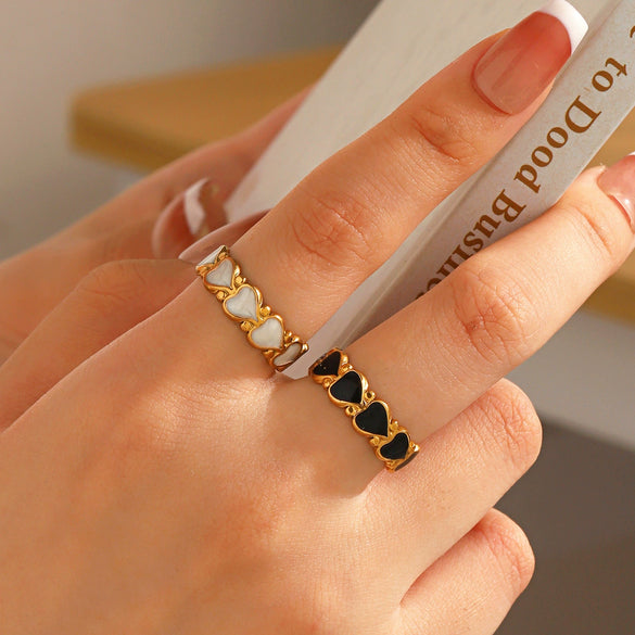 Wholesale Ladies Stainless Steel Heart Shaped Fashion Simple Open Ring With Electroplating Design