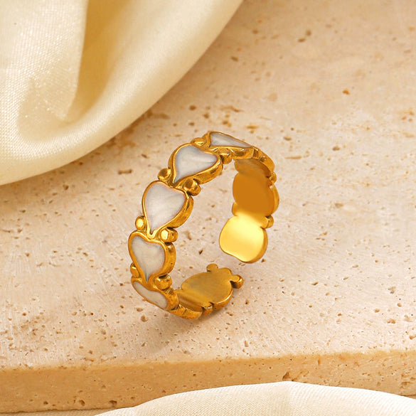 Wholesale Ladies Stainless Steel Heart Shaped Fashion Simple Open Ring With Electroplating Design