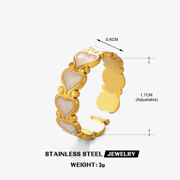 Wholesale Ladies Stainless Steel Heart Shaped Fashion Simple Open Ring With Electroplating Design