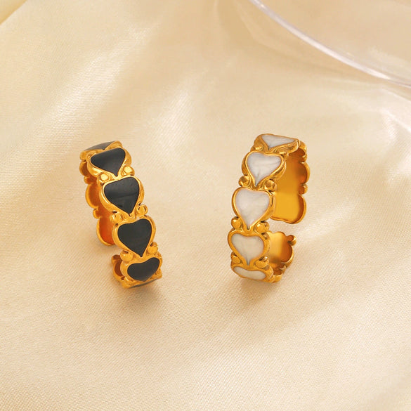 Wholesale Ladies Stainless Steel Heart Shaped Fashion Simple Open Ring With Electroplating Design