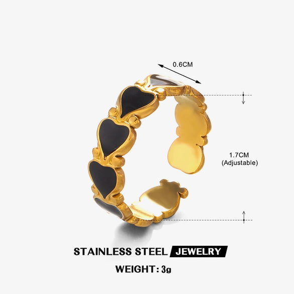 Wholesale Ladies Stainless Steel Heart Shaped Fashion Simple Open Ring With Electroplating Design