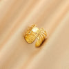 Wholesale Ladies Stainless Steel Heart Shaped Geometric Wide Open Ring Gold Plated