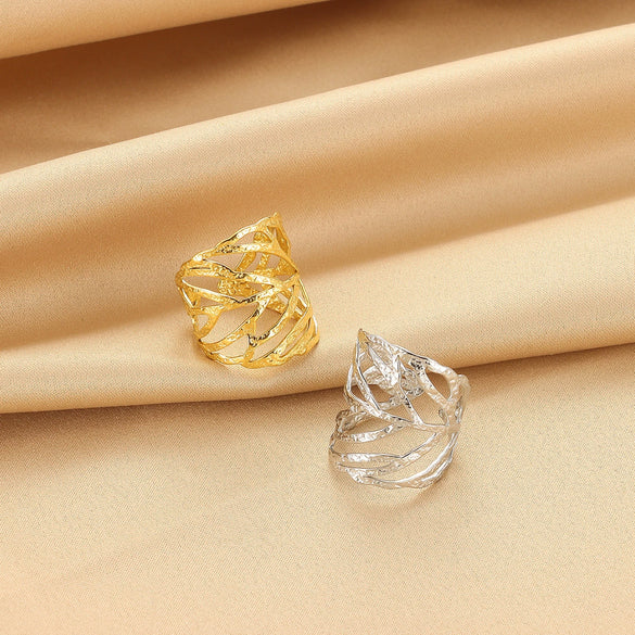 Wholesale Ladies Stainless Steel Heart Shaped Geometric Wide Open Ring Gold Plated