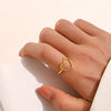 Wholesale Ladies Stainless Steel Heart Shaped Hollow Love Ring With Gold Plated Electroplating And Opening Adjustable Design