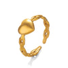 Wholesale Ladies Stainless Steel Heart Shaped Open Design Exaggerated Love Ring With 18K Gold Plated Electroplating