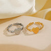 Wholesale Ladies Stainless Steel Heart Shaped Open Design Exaggerated Love Ring With 18K Gold Plated Electroplating