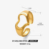 Wholesale Ladies Stainless Steel Heart Shaped Open Ring With Electroplating Design