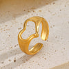 Wholesale Ladies Stainless Steel Heart Shaped Open Ring With Electroplating Design