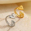 Wholesale Ladies Stainless Steel Heart Shaped Ring With 18K Gold Plated Electroplating Treatment