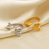Wholesale Ladies Stainless Steel Heart Shaped Ring With 18K Gold Plated Electroplating Treatment