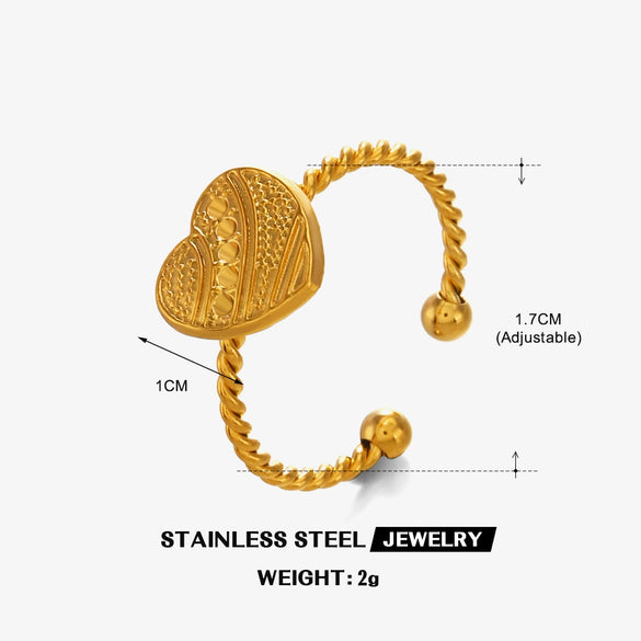 Wholesale Ladies Stainless Steel Heartshaped 18K Goldplated Ring