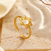 Wholesale Ladies Stainless Steel Hollow Fivepointed Star Ring Hiphop Allmatch Electroplated