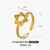 Wholesale Ladies Stainless Steel Hollow Fivepointed Star Ring Hiphop Allmatch Electroplated