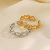 Wholesale Ladies Stainless Steel Hollow Heart Ring With Electroplating Hip Hop And Simple Style