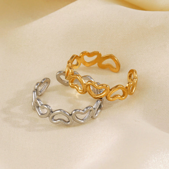 Wholesale Ladies Stainless Steel Hollow Heart Ring With Electroplating Hip Hop And Simple Style