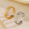 Wholesale Ladies Stainless Steel Hollow Heart Ring With Electroplating Hip Hop And Simple Style