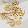Wholesale Ladies Stainless Steel 18K Gold Electroplated Exaggerated Hollow Geometric Earrings