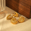 Wholesale Ladies Stainless Steel 18K Gold Electroplated Geometric Exaggerated Wave Earrings
