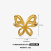 Wholesale Ladies Stainless Steel 18K Gold Plated Animal Butterfly Ring With Exaggerated Open Design