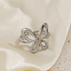 Wholesale Ladies Stainless Steel 18K Gold Plated Animal Butterfly Ring With Exaggerated Open Design