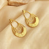 Wholesale Ladies Stainless Steel 18K Gold Plated Retro Temperament Earrings With Heart And Geometric Styling And Electroplating Treatment