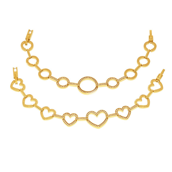Wholesale Ladies Stainless Steel Love Circle Stitching Chain Bracelet With 5A Zircon Geometric Pattern Electroplating Light Luxury Temperament