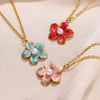 Wholesale Ladies Stainless Steel Oil Drop Flower Pendant Necklace With Electroplating