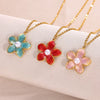 Wholesale Ladies Stainless Steel Oil Drop Flower Pendant Necklace With Electroplating