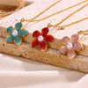 Wholesale Ladies Stainless Steel Oil Drop Flower Pendant Necklace With Electroplating
