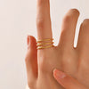 Wholesale Ladies Stainless Steel Open Adjustable Three Layer Line Ring With Geometric Design And Electroplating Treatment