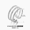 Wholesale Ladies Stainless Steel Open Adjustable Three Layer Line Ring With Geometric Design And Electroplating Treatment
