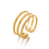 Wholesale Ladies Stainless Steel Open Adjustable Three Layer Line Ring With Geometric Design And Electroplating Treatment