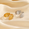 Wholesale Ladies Stainless Steel Open Leaf Ring With Electroplating And Simple Design