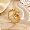 Wholesale Ladies Stainless Steel Open Leaf Ring With Electroplating And Simple Design
