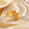 Wholesale Ladies Stainless Steel Open Leaf Ring With Electroplating And Simple Design