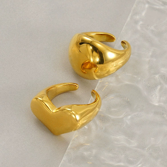 Wholesale Ladies Stainless Steel Open Ring Hand Jewelry Light Luxury Geometric Style 18K Gold Electroplated