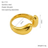 Wholesale Ladies Stainless Steel Open Ring Hand Jewelry Light Luxury Geometric Style 18K Gold Electroplated