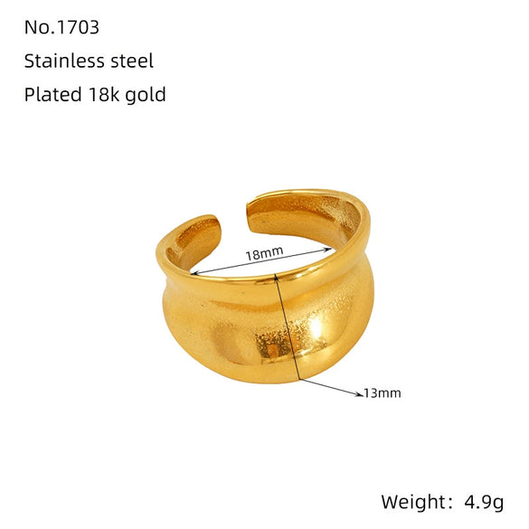 Wholesale Ladies Stainless Steel Open Ring Hand Jewelry Light Luxury Geometric Style 18K Gold Electroplated