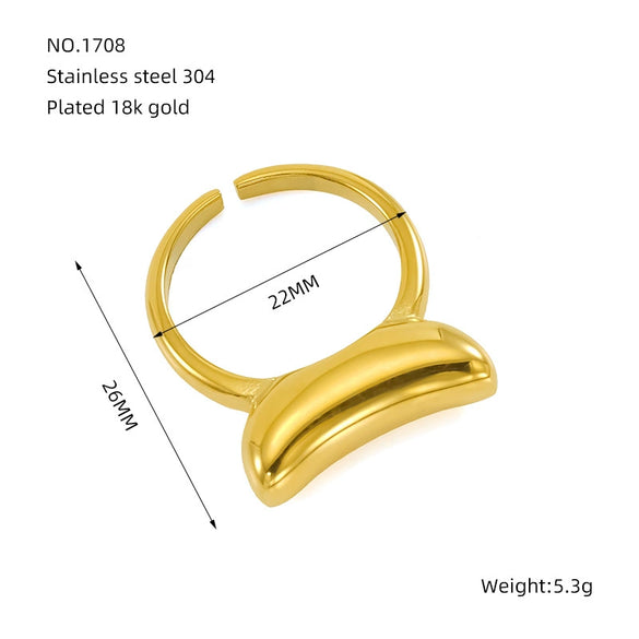 Wholesale Ladies Stainless Steel Open Ring Hand Jewelry Light Luxury Geometric Style 18K Gold Electroplated