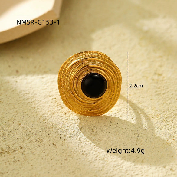 Wholesale Ladies Stainless Steel Open Ring With Geometric Pattern In Light Luxury Style And Electroplating Treatment