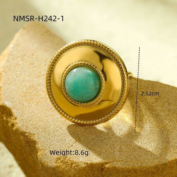 Wholesale Ladies Stainless Steel Open Ring With Geometric Pattern In Light Luxury Style And Electroplating Treatment