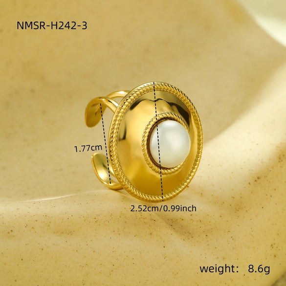 Wholesale Ladies Stainless Steel Open Ring With Geometric Pattern In Light Luxury Style And Electroplating Treatment