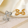 Wholesale Ladies Stainless Steel Open Ring With Geometric Style And 18K Gold Plated Electroplating Treatment