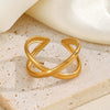 Wholesale Ladies Stainless Steel Open Ring With Geometric Style And 18K Gold Plated Electroplating Treatment