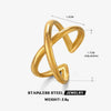 Wholesale Ladies Stainless Steel Open Ring With Geometric Style And 18K Gold Plated Electroplating Treatment