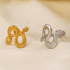 Wholesale Ladies Stainless Steel Retro Fashion Irregular Shaped Open Ring With Geometric Design And Electroplating