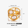 Wholesale Ladies Stainless Steel Ring With Pearl Inlaid Geometric Style 18K Gold Plated Irregular Shape
