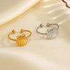Wholesale Ladies Stainless Steel Shell Ring With Animal And Zodiac Pattern 18K Gold Plated